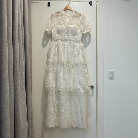 Ivory Blossom Sequin Tiered Maxi Dress  (Self-Portrait) - Picture 8 of 16